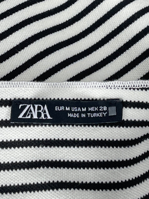 Vestido Zara Mini Rayas Sin Mangas Blanco-Talla M