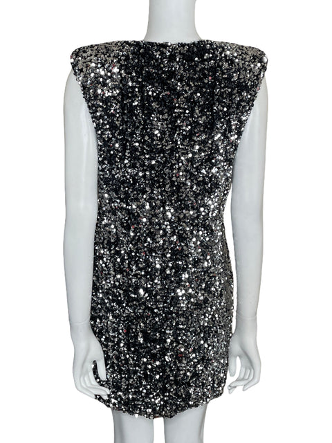 Vestido Tesoro TPS Ombreras Lentejuelas Negro-Talla S