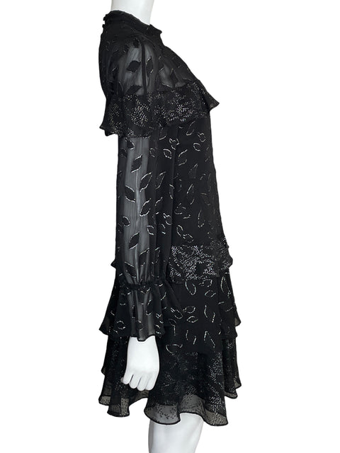 Vestido BCBG Mini Bordado Negro-Talla 04