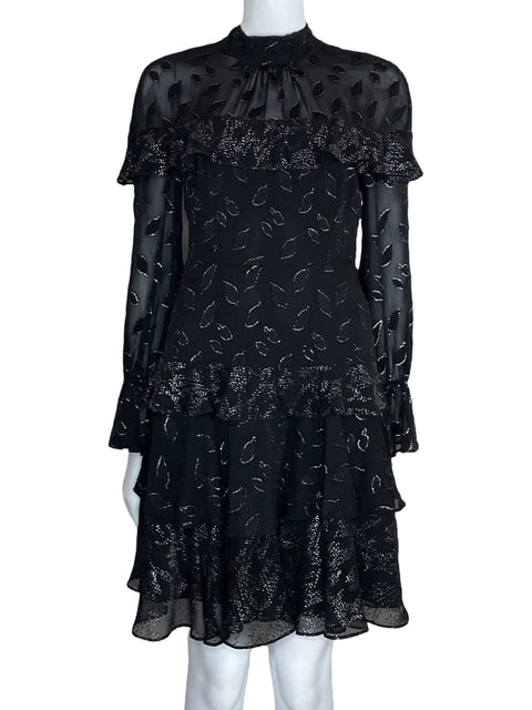 Vestido BCBG Mini Bordado Negro-Talla 04