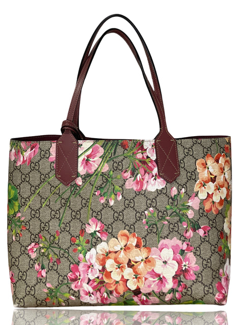 * Cartera Gucci GG Blooms Totte Reversible Rojo Vino-Talla S