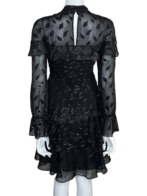 Vestido BCBG Mini Bordado Negro-Talla 04