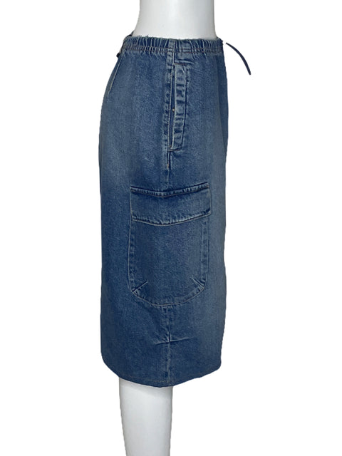 Falda Zara Denim Cargo Azul-Talla S