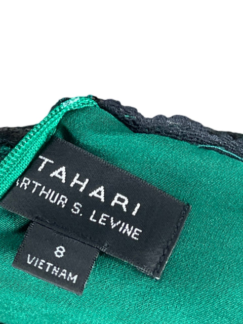 Vestido Tahari Encaje Con Lentejuelas Verde - Talla 8