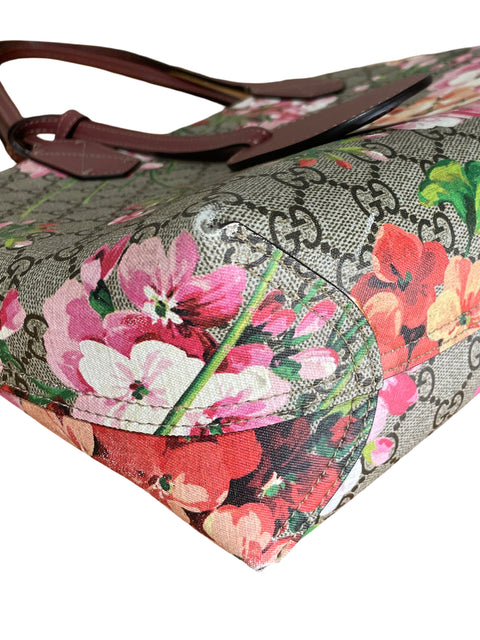* Cartera Gucci GG Blooms Totte Reversible Rojo Vino-Talla S