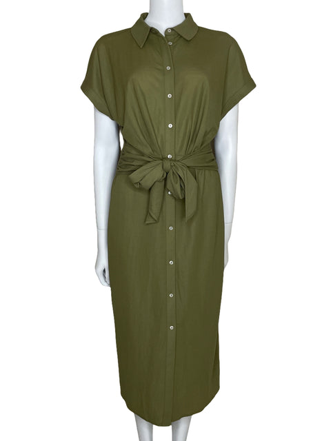 Vestido MNG Camisero Midi Verde-Talla 4