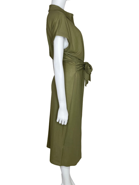 Vestido MNG Camisero Midi Verde-Talla 4