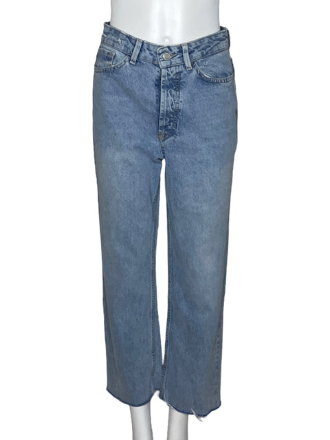 Pantalón Zara Denim Desflecado Botones Azul-Talla 4