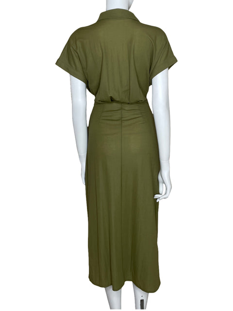 Vestido MNG Camisero Midi Verde-Talla 4