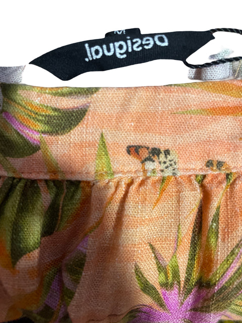 Vestido Desigual Abullanado Flores Rosado- Talla L