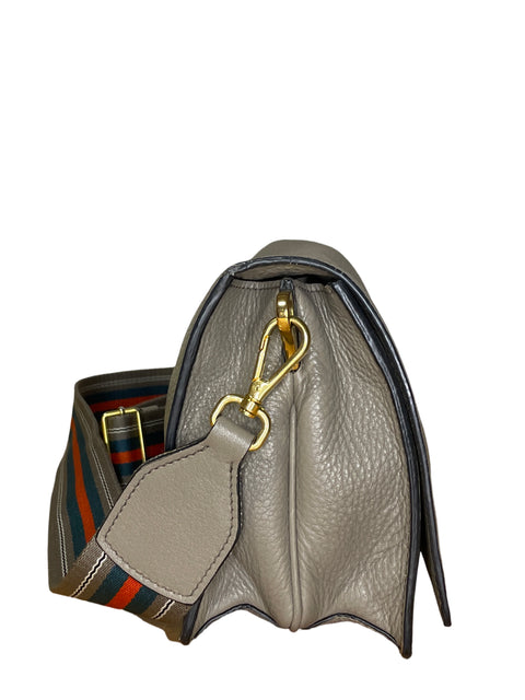 * Crossbody Prada Vitello Daino Gris-Talla M