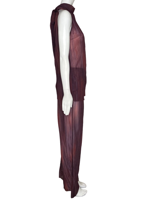 Set Zara Blusa + Pantalón Tejido Plisado - Talla S