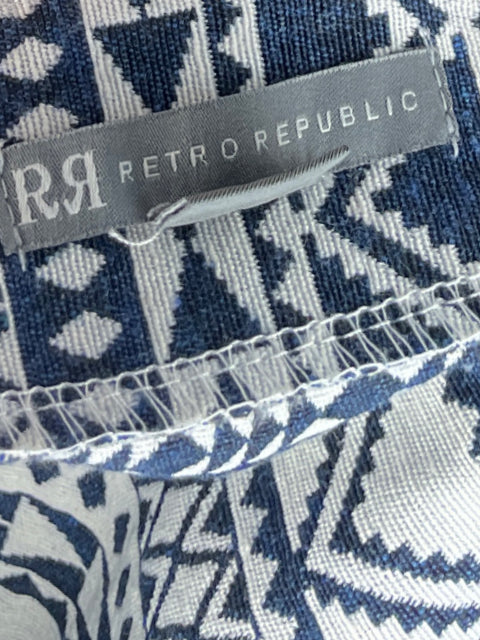 Falda Retro Republic Lineas Estampado Azul - S