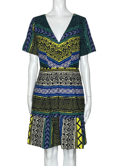 Vestido Tracy Reese Mangas Cortas Verde-Talla 8