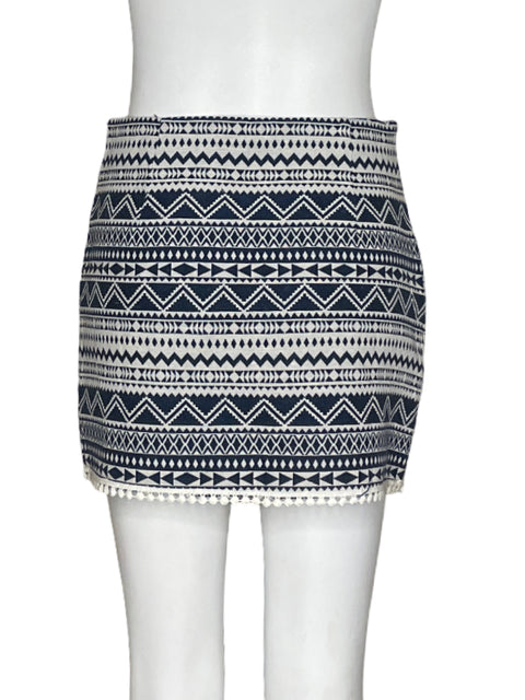 Falda Retro Republic Lineas Estampado Azul - S