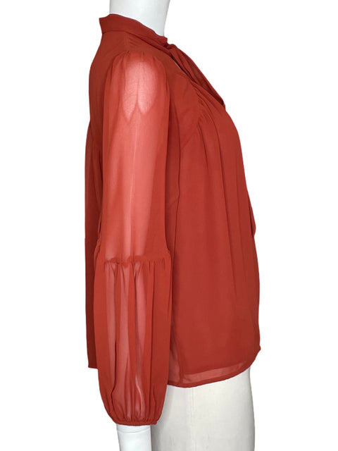 Blusa Express Cuello V Manga Larga Naranja-Talla XS