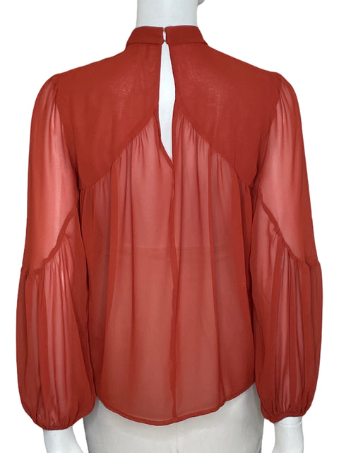 Blusa Express Cuello V Manga Larga Naranja-Talla XS