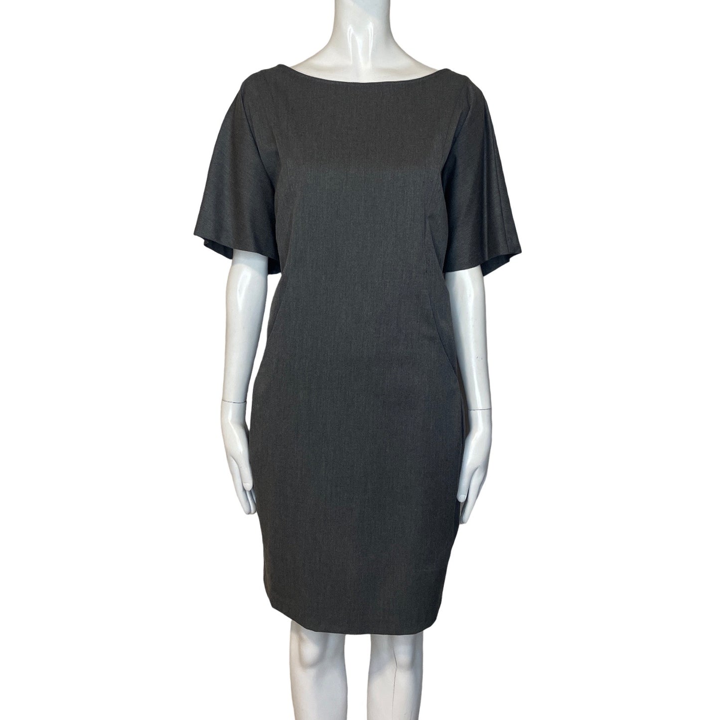 Vestido Zara Bolsillos Liso Gris-Talla XL