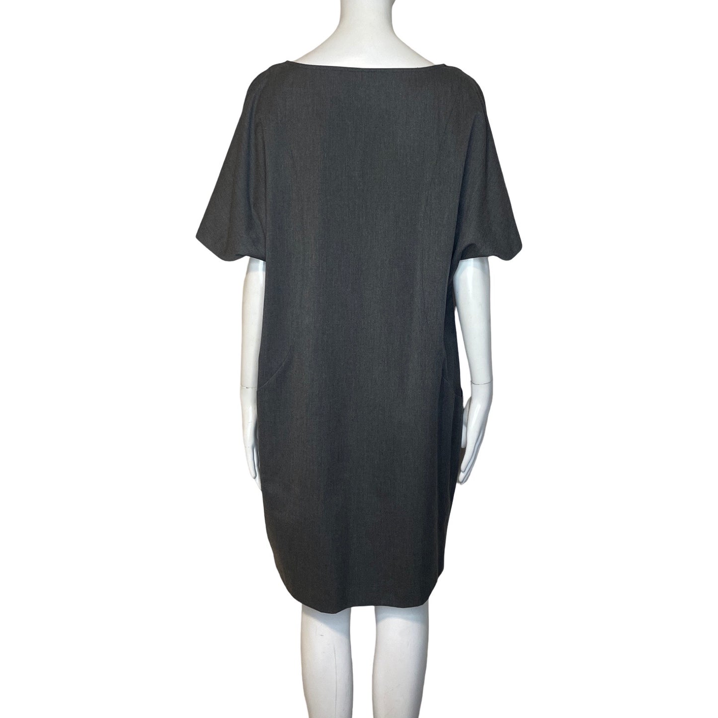 Vestido Zara Bolsillos Liso Gris-Talla XL