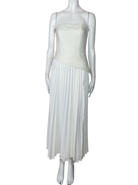 Vestido Commense Strapless Plisado Blanco-Talla S