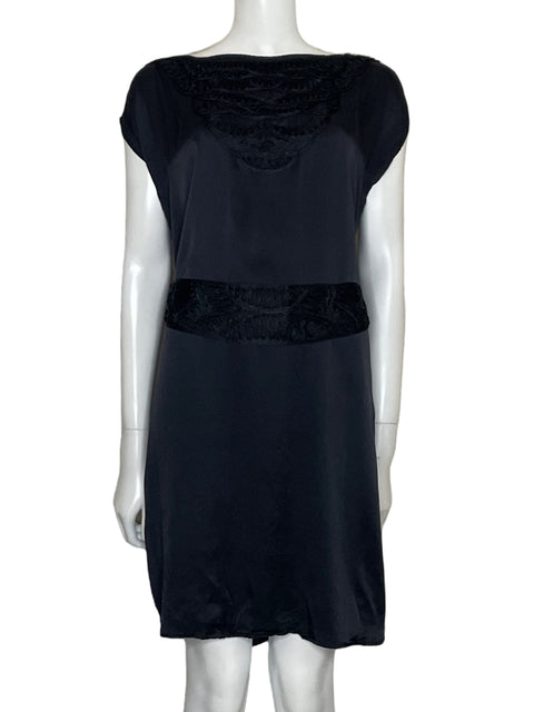 Vestido Mango Moments Satinado Negro-Talla 6