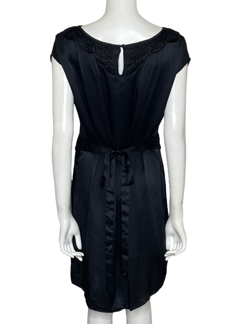 Vestido Mango Moments Satinado Negro-Talla 6