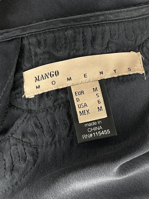 Vestido Mango Moments Satinado Negro-Talla 6