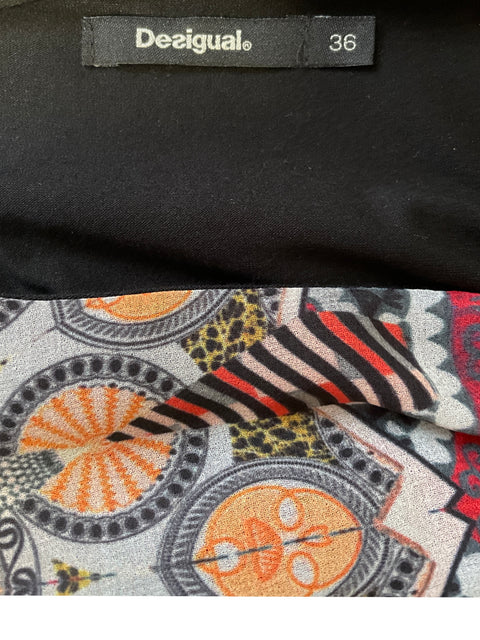 Vestido Desigual Sin Manga Cromatico Negro- Talla 36