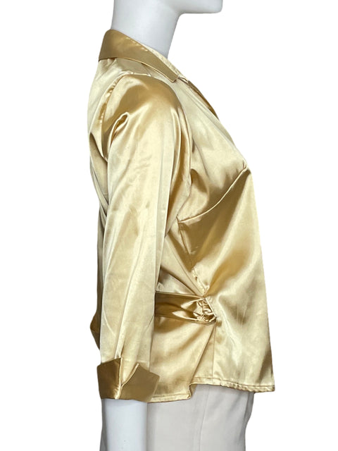 Blusa Lenny Jones Crossbody Satinada Amarillo-Talla 8