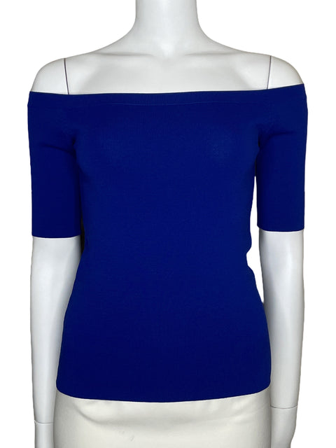 Top Massimo Dutti Escotado Azul-Talla XS