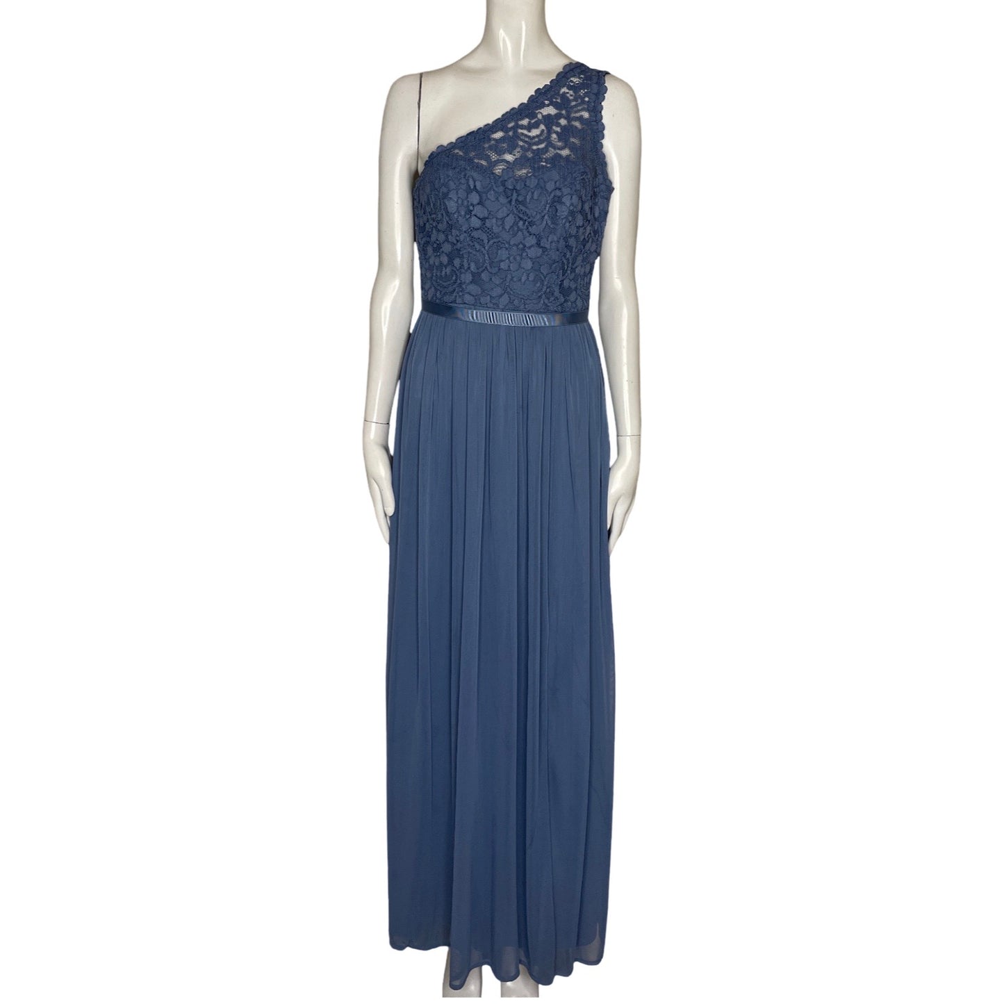 Vestido David's Bridal One Shoulder Encaje Azul-Talla 6