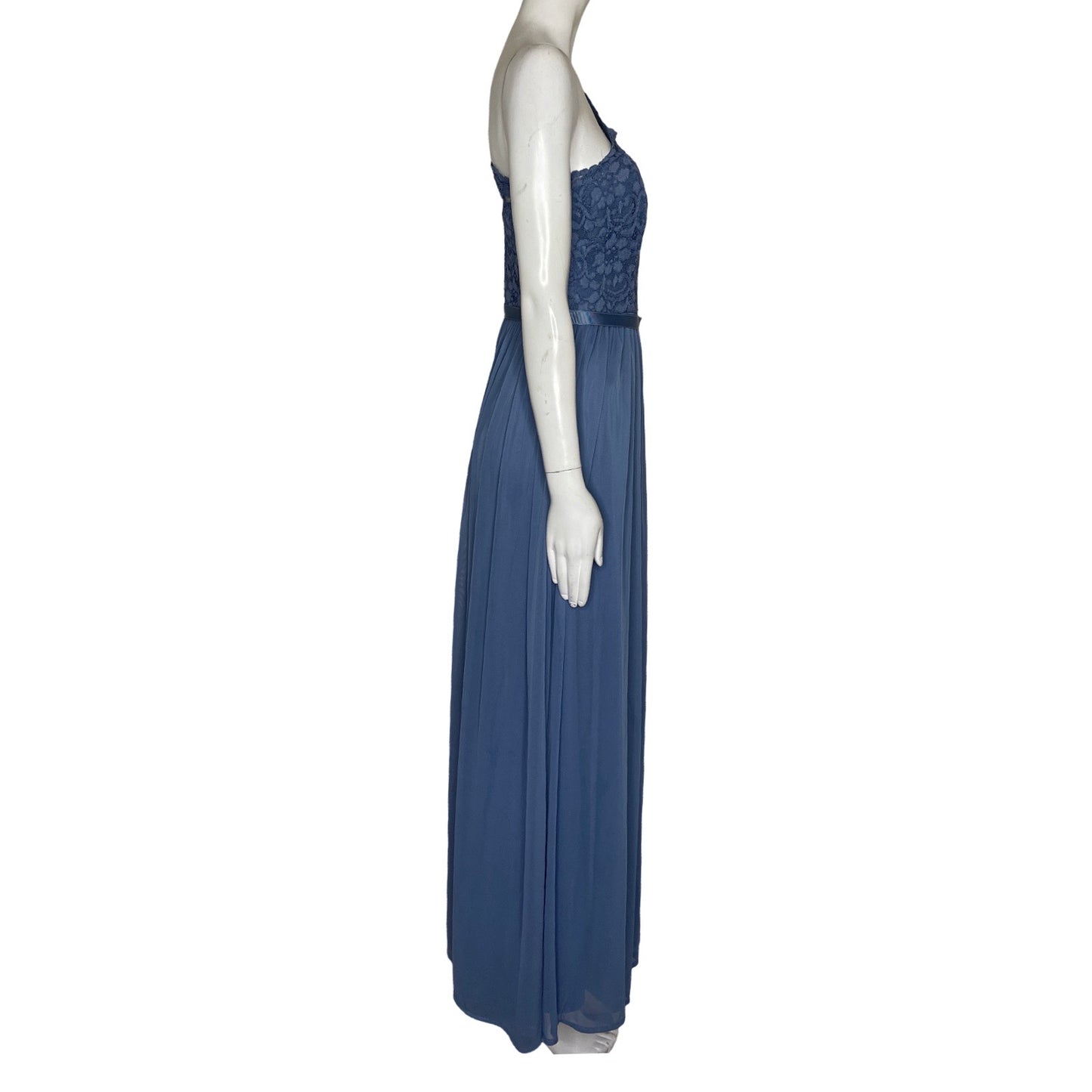 Vestido David's Bridal One Shoulder Encaje Azul-Talla 6