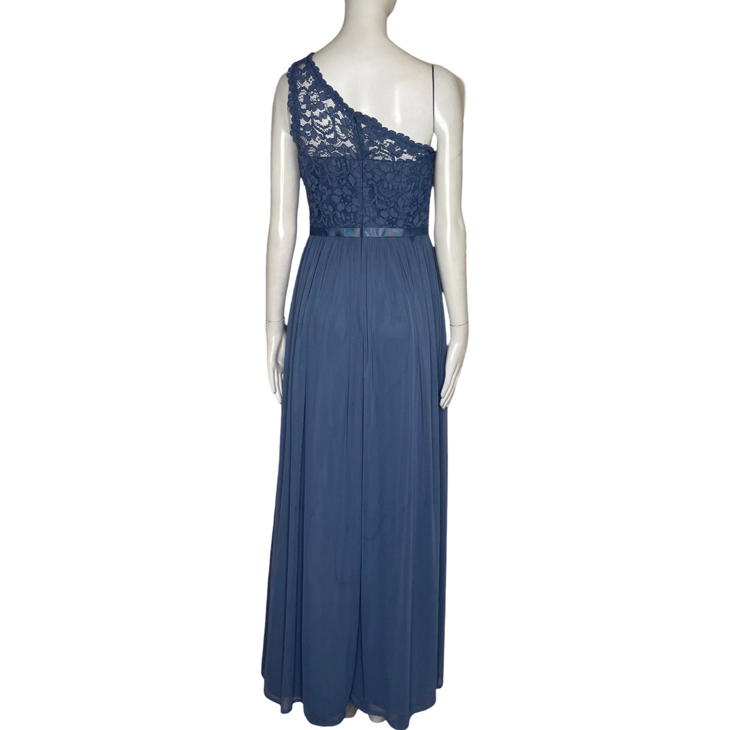 Vestido David's Bridal One Shoulder Encaje Azul-Talla 6