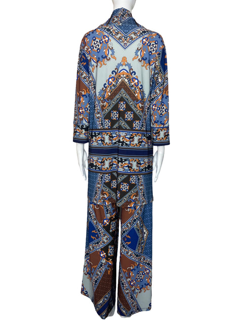 Set Julian Chang Print Pant+Blusa Azul-Talla M