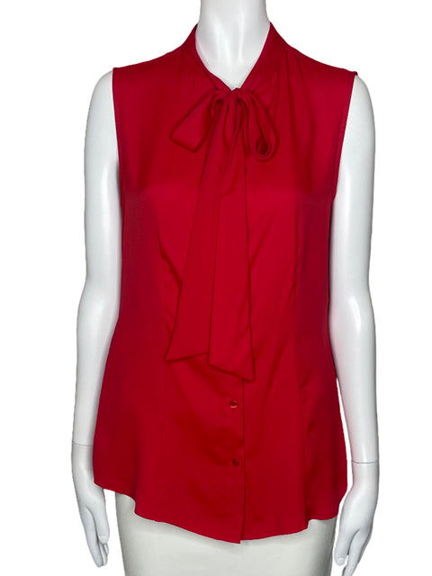 Blusa Anne Klein Botones Lazo Rojo-Talla M
