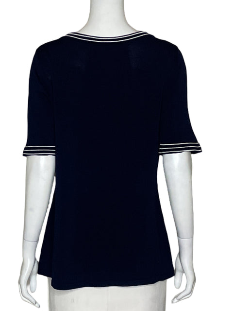 Blusa Carolina Herrera Acanalado Azul - Talla XL