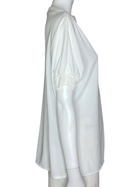 Blusa Zara Cuello Ancho Blanco- Talla L