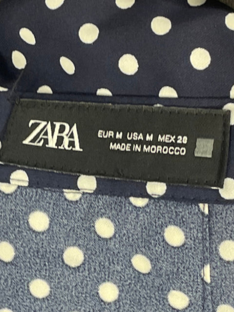 Vestido Zara Camisero Lunares Azul-Talla M