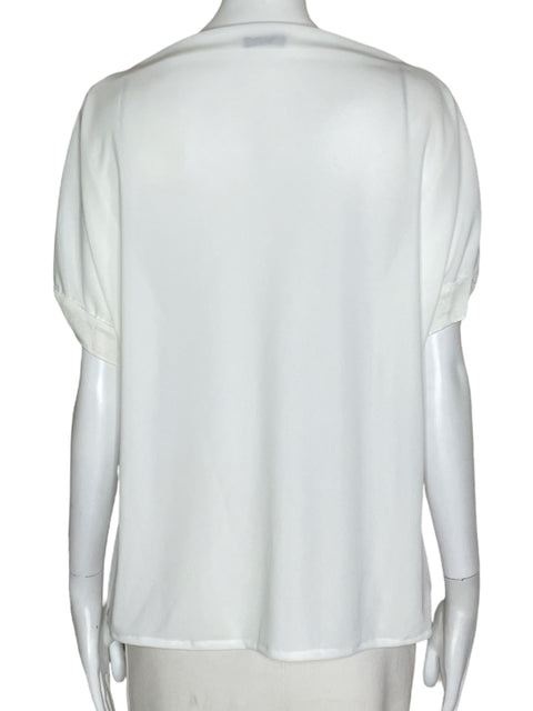 Blusa Zara Cuello Ancho Blanco- Talla L