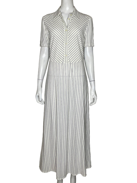 Vestido Massimo Dutti Camisero Líneas Blanco - Talla M