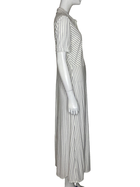 Vestido Massimo Dutti Camisero Líneas Blanco - Talla M