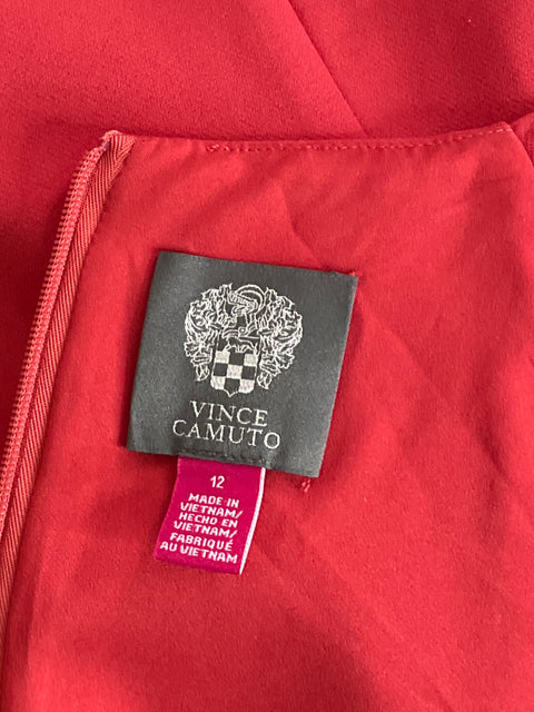 Vestido Vince Camuto Halter Pinzas Rojo-Talla 12