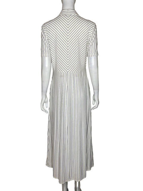 Vestido Massimo Dutti Camisero Líneas Blanco - Talla M