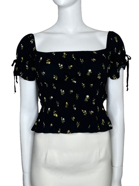 Top Reformation Floral Negro-Talla S