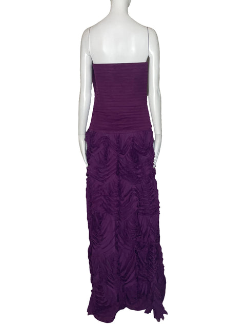 Vestido Tadashi Shoji Strapless Vuelo Morado-Talla 8