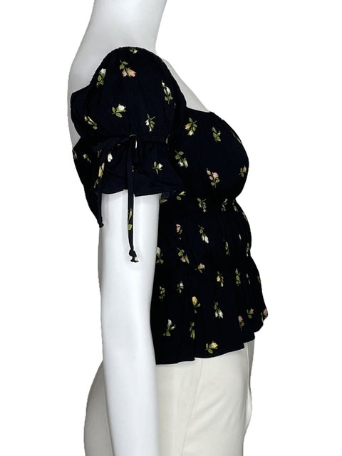 Top Reformation Floral Negro-Talla S