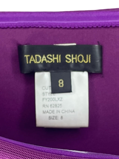 Vestido Tadashi Shoji Strapless Vuelo Morado-Talla 8