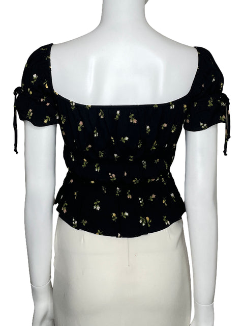 Top Reformation Floral Negro-Talla S