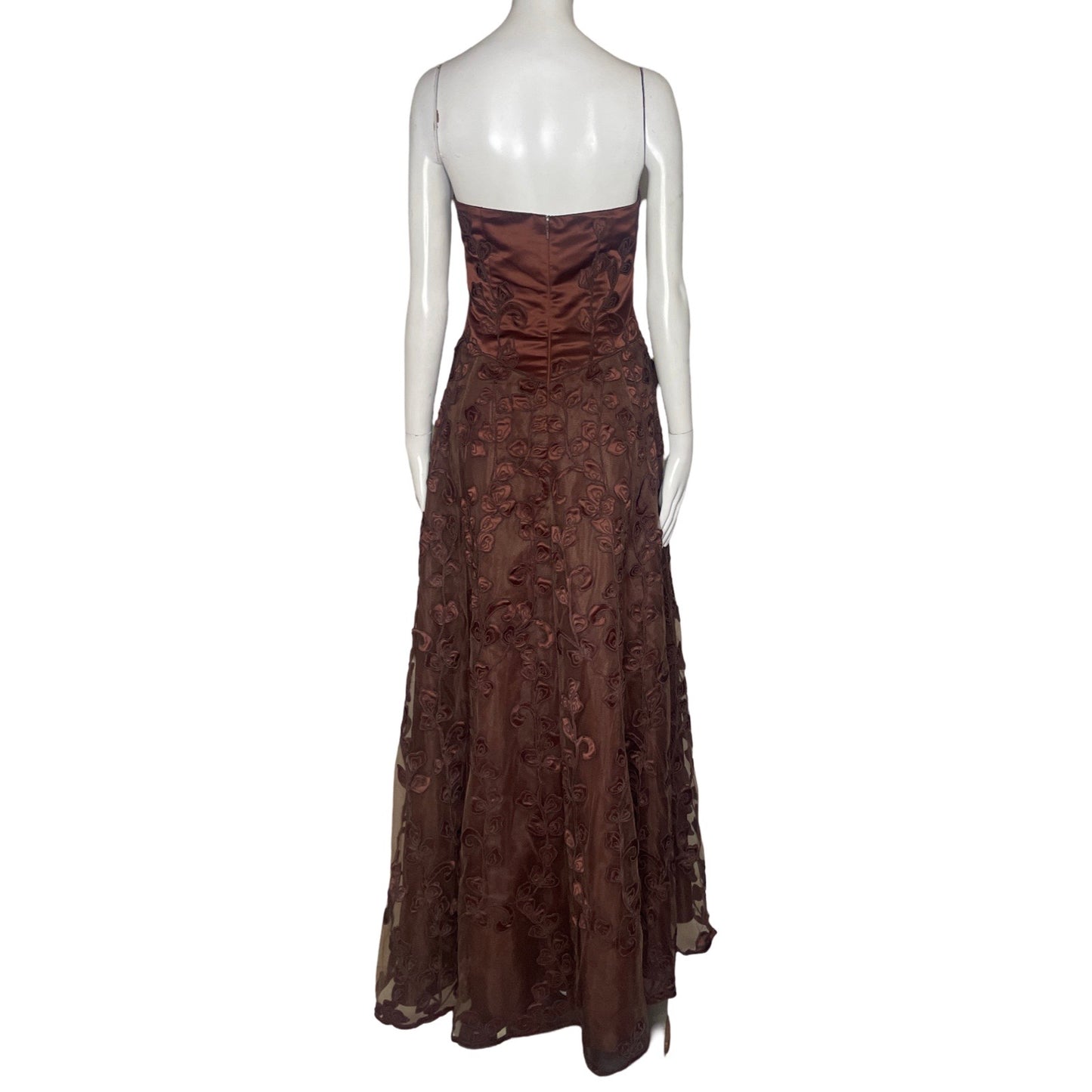 Vestido Coli Couture Strapple Flores Marron-Talla 10