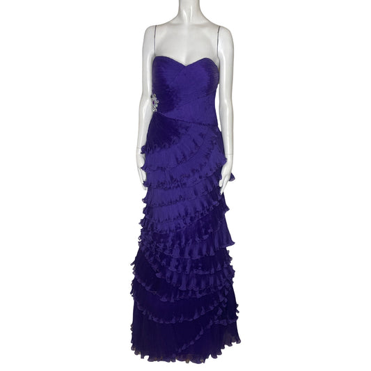 Vestido Terani Couture Strapple Morado-Talla 10